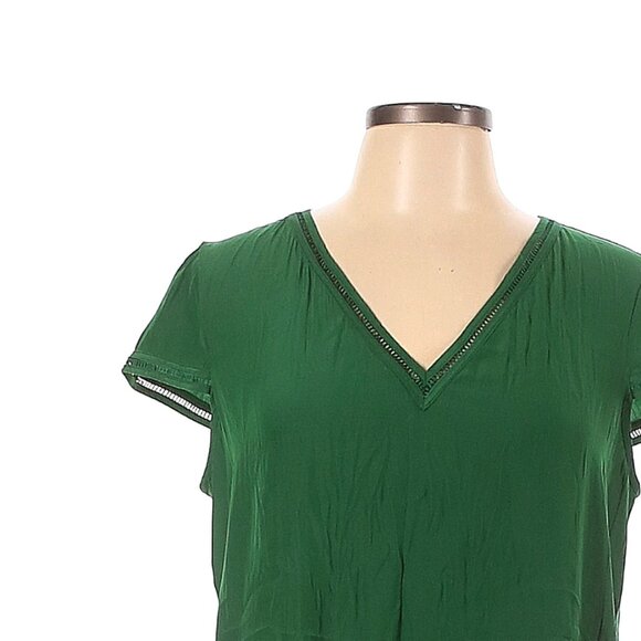 Lola & Sophie Size L Short sleeve Navy Blue v neck Blouse with cap sleeve - Picture 5 of 5